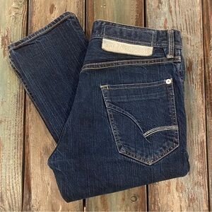 Artful Dodger 34x33.5 Jeans Mens Slim Fit Logo Stretch Dark Wash Made in USA